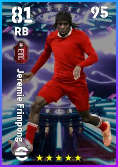 Jeremie Frimpong eFootball 2026 player card — 81 OVR RB