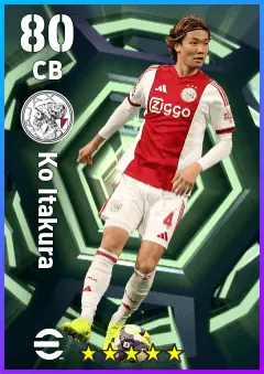 Ko Itakura eFootball 2026 player card — 80 OVR CB