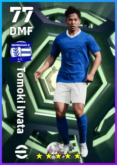 Tomoki Iwata eFootball 2026 player card — 77 OVR DMF