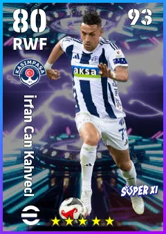 Irfan Can Kahveci eFootball 2026 player card — 80 OVR RWF