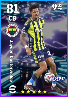 Jayden Oosterwolde eFootball 2026 player card — 81 OVR CB