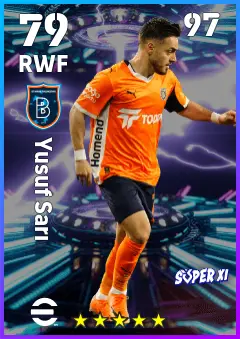 Yusuf Sari eFootball 2026 player card — 79 OVR RWF