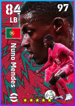 Nuno Mendes eFootball 2026 player card — 84 OVR LB