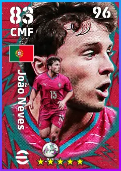 Joao Neves eFootball 2026 player card — 83 OVR CMF