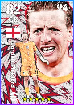 Jordan Pickford eFootball 2026 player card — 82 OVR GK