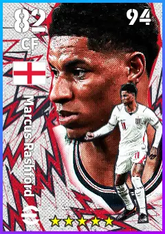 Marcus Rashford eFootball 2026 player card — 82 OVR CF