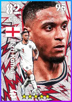 Ezri Konsa eFootball 2026 player card — 82 OVR CB