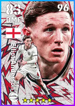 Elliot Anderson eFootball 2026 player card — 83 OVR DMF