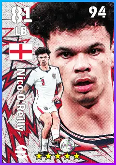 Nico O Reilly eFootball 2026 player card — 81 OVR LB