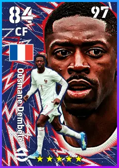 Ousmane Dembele eFootball 2026 player card — 84 OVR CF