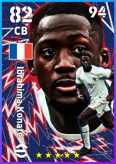 Ibrahima Konate eFootball 2026 player card — 82 OVR CB