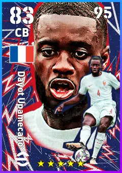 Dayot Upamecano eFootball 2026 player card — 83 OVR CB