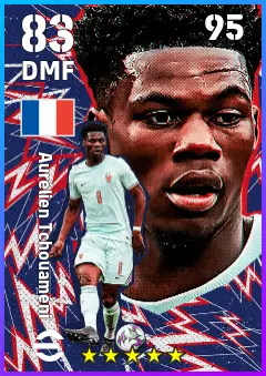 Aurelien Tchouameni eFootball 2026 player card — 83 OVR DMF