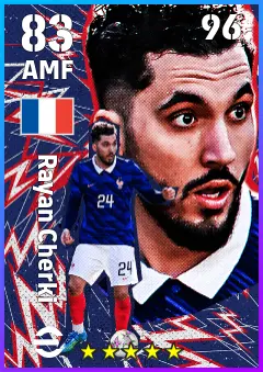Rayan Cherki eFootball 2026 player card — 83 OVR AMF