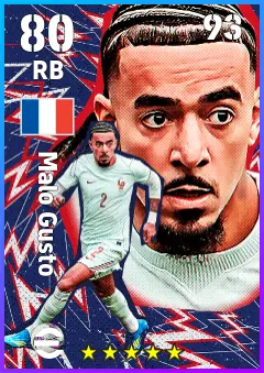 Malo Gusto eFootball 2026 player card — 80 OVR RB