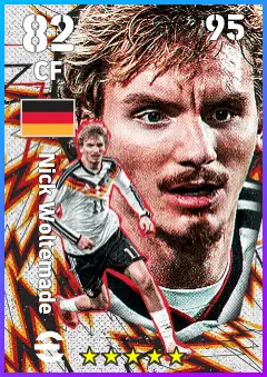 Nick Woltemade eFootball 2026 player card — 82 OVR CF