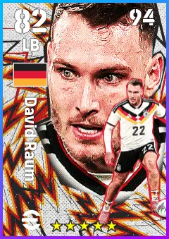David Raum eFootball 2026 player card — 82 OVR LB