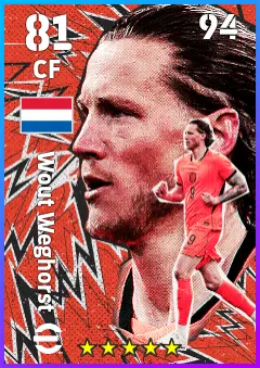 Wout Weghorst eFootball 2026 player card — 81 OVR CF