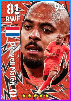 Donyell Malen eFootball 2026 player card — 81 OVR RWF