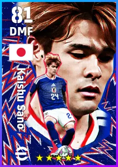 Kaishu Sano eFootball 2026 player card — 81 OVR DMF