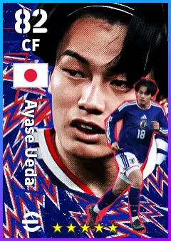 Ayase Ueda eFootball 2026 player card — 82 OVR CF