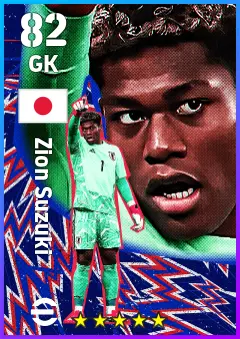 Zion Suzuki eFootball 2026 player card — 82 OVR GK