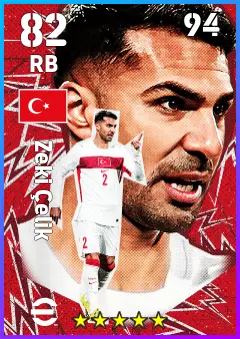 Zeki Celik eFootball 2026 player card — 82 OVR RB