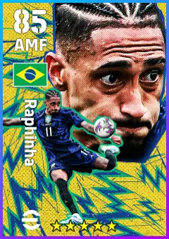 Raphinha eFootball 2026 player card — 85 OVR AMF