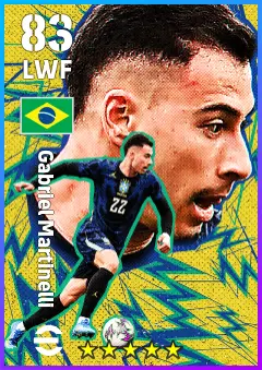 Gabriel Martinelli eFootball 2026 player card — 83 OVR LWF