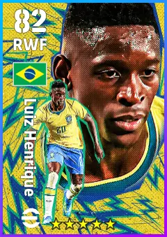 Luiz Henrique eFootball 2026 player card — 82 OVR RWF