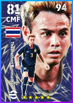 Theerathon Bunmathan eFootball 2026 player card — 81 OVR CMF