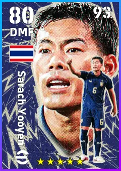 Sarach Yooyen eFootball 2026 player card — 80 OVR DMF