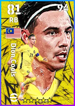 Dion Cools eFootball 2026 player card — 81 OVR RB