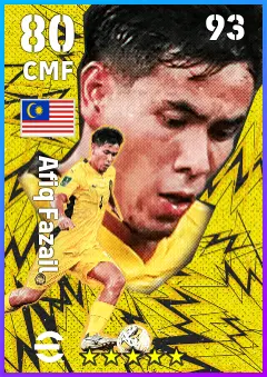 Afiq Fazail eFootball 2026 player card — 80 OVR CMF