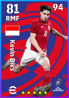 Kevin Diks eFootball 2026 player card — 81 OVR RMF