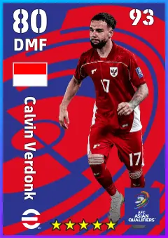 Calvin Verdonk eFootball 2026 player card — 80 OVR DMF