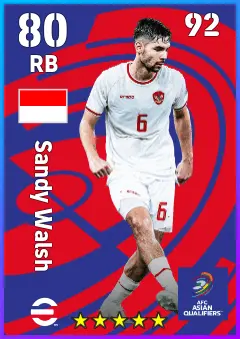 Sandy Walsh eFootball 2026 player card — 80 OVR RB
