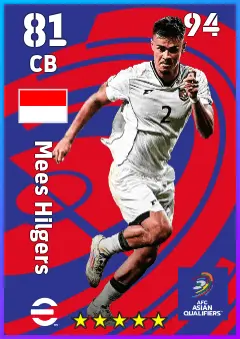 Mees Hilgers eFootball 2026 player card — 81 OVR CB