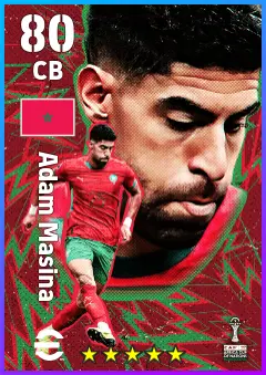 Adam Masina eFootball 2026 player card — 80 OVR CB
