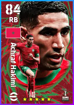 Achraf Hakimi eFootball 2026 player card — 84 OVR RB