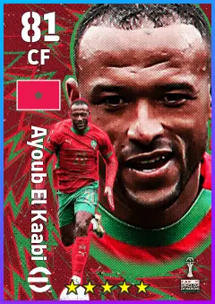 Ayoub El Kaabi eFootball 2026 player card — 81 OVR CF