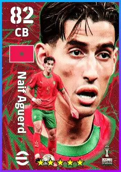 Naif Aguerd eFootball 2026 player card — 82 OVR CB
