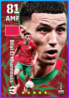 Bilal El Khannouss eFootball 2026 player card — 81 OVR AMF