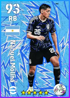 Nahuel Molina eFootball 2026 player card — 93 OVR RB
