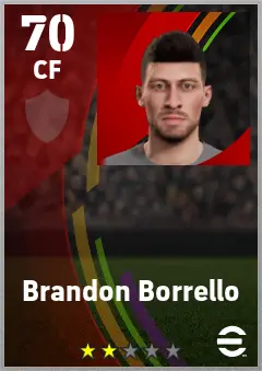 Brandon Borrello eFootball 2026 player card — 70 OVR CF
