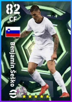 Benjamin Sesko eFootball 2026 player card — 82 OVR CF