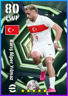 Baris Alper Yilmaz eFootball 2026 player card — 80 OVR LWF