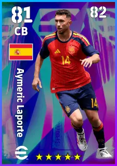 Aymeric Laporte eFootball 2026 player card — 81 OVR CB