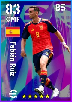 Fabian Ruiz eFootball 2026 player card — 83 OVR CMF