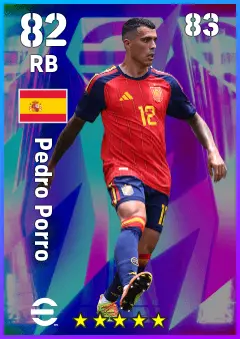 Pedro Porro eFootball 2026 player card — 82 OVR RB